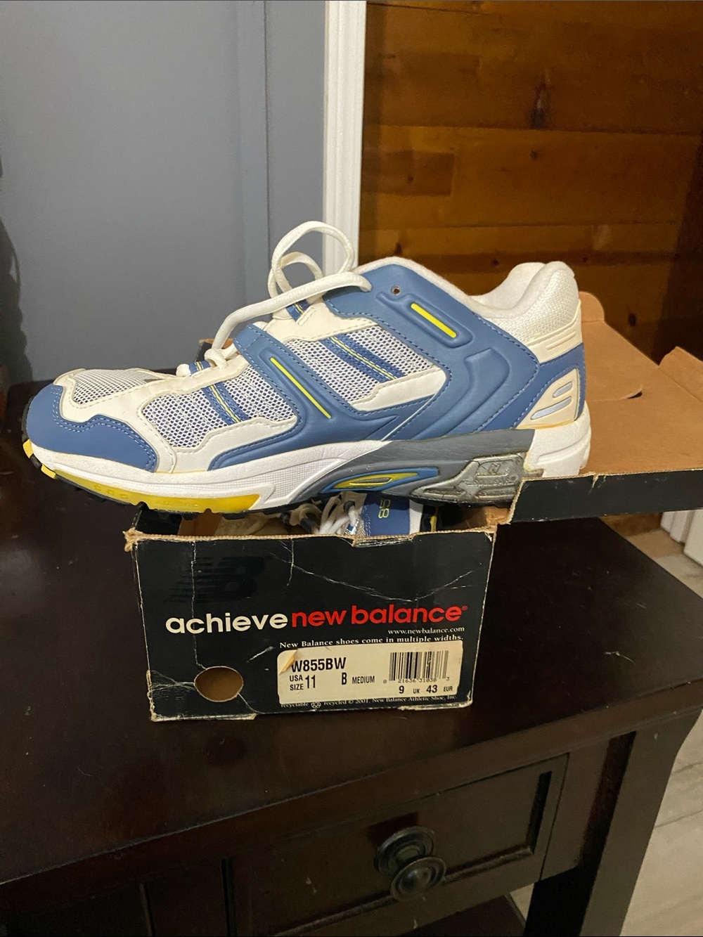 New Balance Men’s Blue, White and Yellow Athletic Sneakers
